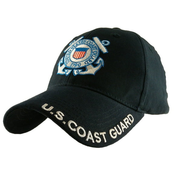 U.S. Coast Guard Logo with Text Cap,Navy Blue,One Size Fits Most