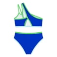 thumbnail image 5 of RMGVDSD Girls Bikini Swimsuits Girls Swimsuit Two Piece One Shoulder Bathing Suit With Chest Pad Color Block Bikini Swimwear Beachwear 7-8 Years, 5 of 7