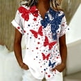 thumbnail image 5 of Mifsaly Short Sleeve Button Down Shirts for Women Lapel Collar V Neck Blouses Patriotic Hearts American Flag Print Independence Day Tops 2026 XXL, 5 of 6