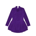 thumbnail image 5 of iEFiEL Girls Long Sleeve Dance Skirted Leotard Figure Ice Skating Gymnastics Leotard Dress Ballerina Dancewear Purple 14, 5 of 7