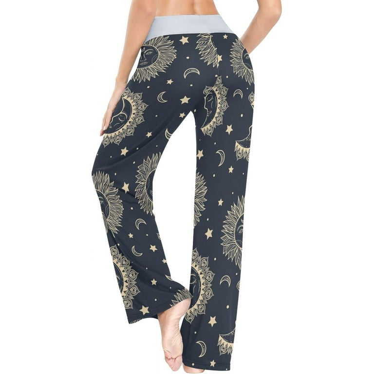 Women s Boho Vintage Sun Moon and Star Pajama Pants Casual Pajama Bottoms Lounge Pants Wide Leg Walmart