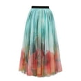 thumbnail image 2 of Mesh Skirts for Women Floral Embroidery Layered Tulle Skirt Maxi Party Summer Casual Swing Skirts Elegant Office Work Long Skirt High Waist A-Line Dress Skirt, 2 of 5