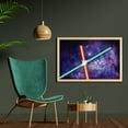 thumbnail image 2 of Galaxy Wall Art with Frame, Futuristic Galaxy ClashThemed Illustration Techonolgy Theme Image, Printed Fabric Poster for Bathroom Living Room, 35" x 23", Red Blue and Black, by Ambesonne, 2 of 2