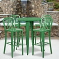 thumbnail image 2 of Flash Furniture Tristan Commercial Grade 30" Round Green Metal Indoor-Outdoor Bar Table Set with 4 Vertical Slat Back Stools, 2 of 5