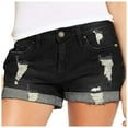 thumbnail image 5 of Durtebeua Womens Denim Shorts Frayed Raw Hem Ripped Denim Jean Shorts with Pockets Black S, 5 of 6