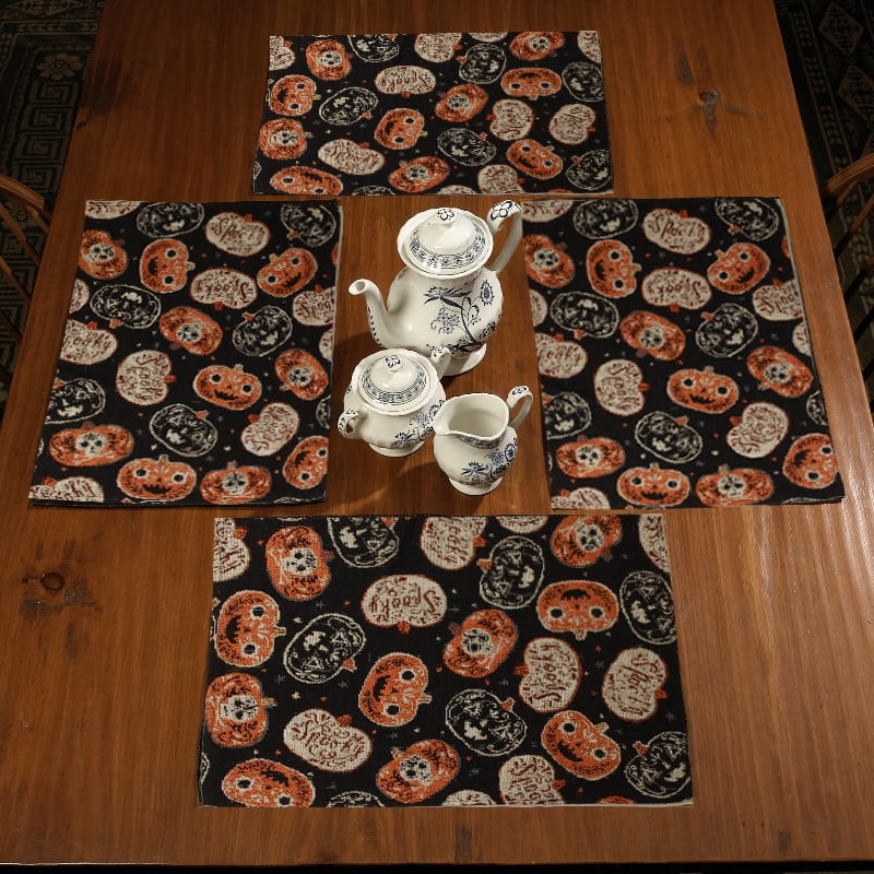 Gilbin Halloween Tapestry Washable Table Place Mats Set of 4,Ghost