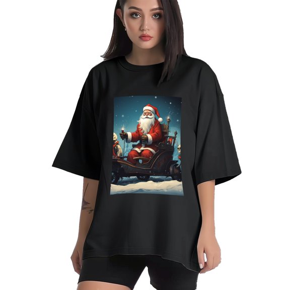 Plus Size Shirt for Women Black Tops for Women Short Sleeves Shirt for Women Santa Claus And Skull T Shirt Crewneck Shirt for Women XS