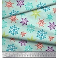 thumbnail image 3 of Soimoi Green polyester Crepe Fabric Snow Flakes Floral Printed Craft Fabric by the Yard 42 Inch Wide, 3 of 3