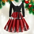 thumbnail image 2 of UngA Dress for Christmas for Women 1950s Retro Vintage Furry V-Neck Swing Party Dresses Xmas Printed Evening Prom Women Cocktail Dresses,Size M, 2 of 2