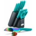 thumbnail image 4 of Kitchen Knife Set DISHWASHER SAFE Marco Almond  KYA27 14PC Rainbow Kitchen Knife Block Set,Titanium Cutlery Knife Set,Teal, 4 of 8