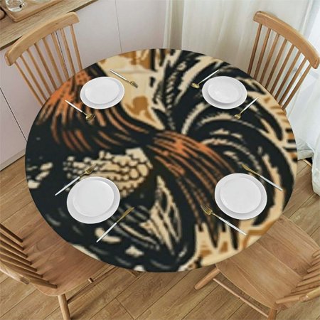 BANET Fall Pumpkin Round Table Cloth - Autumn Maple Leaf Tablecloth Harvest Mushroom Pine Cones Tablecloths Thanksgiving Table Cover Decorative for Kitchen Dining Holiday Farmhouse 46 -50
