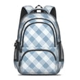 thumbnail image 2 of Blue and White Checkered Pattern Backpack for School, Cute School Bag with Adjustable Shoulder Straps and Padded Back, 16.9"x12.6"x5.9", 2 of 5