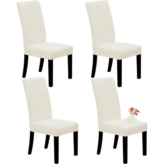 Dining Chair Covers Stretch Dining Room Chair Covers Set of 4, Parsons Chair Slipcovers for Dining Room, Ceremony, Banquet, Ivory