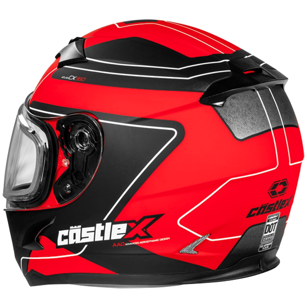 Castle X, 35-9118, Youth Full Face Helmet - Single Lens - DOT Approved - CX360 - Matte Red/Black - X-Large