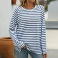 thumbnail image 2 of Womens Fall Sweatshirts Crewneck Striped Pullovers Color Block Shirt Fleece Oversized Casual Loose Pullover Sweater (Light Blue XL), 2 of 6