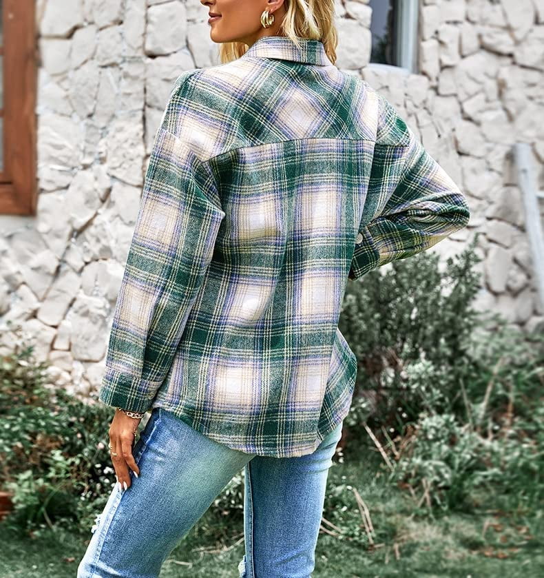 DanceeMangoos Cropped Shacket Jacket Women for Fall Fashion Plaid Flannel  Button Down Shirts Tops Nashville Country Outfits