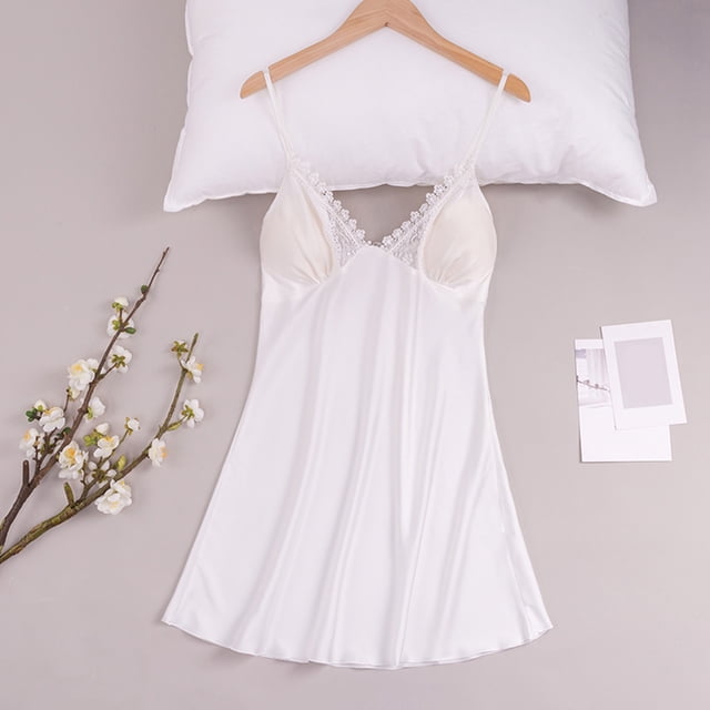 Camisón corto de encaje para mujer, cómodo, de color liso, con tirantes, para el hogar