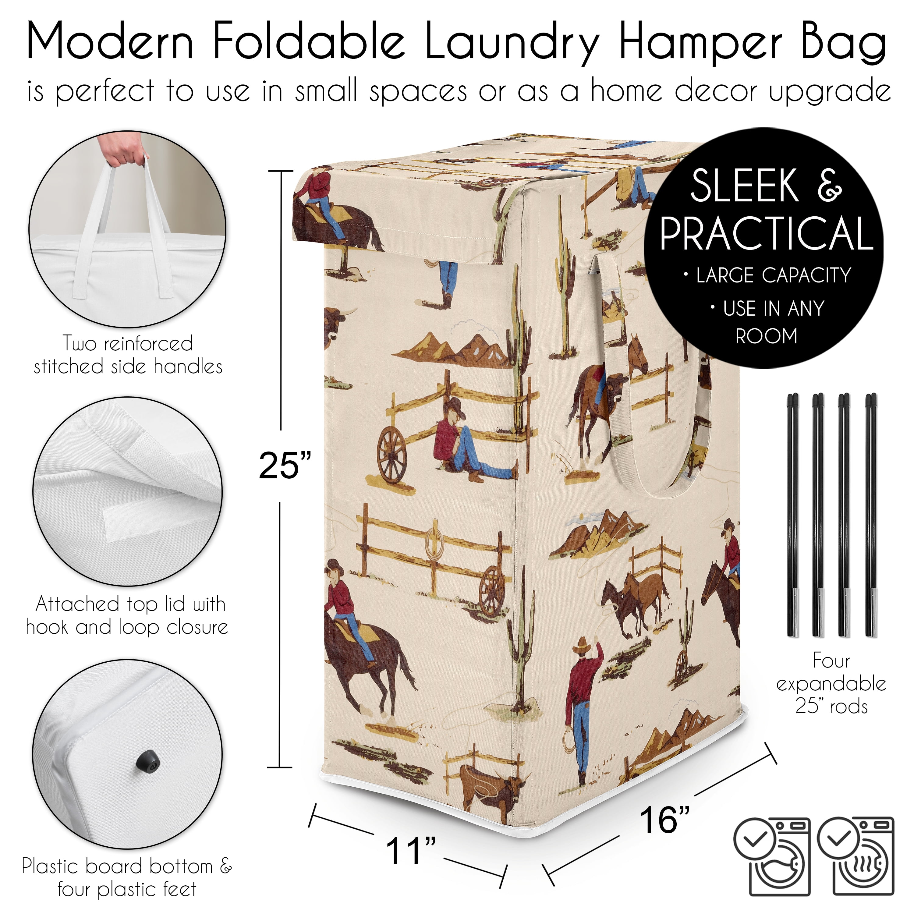 Wild West Cowboy Foldable Laundry Hamper with Handles Boy by Sweet Jojo Designs