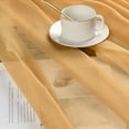 thumbnail image 4 of Ruthy's Textile Gold Sheer Curtains Set of Window Panel Drape Pair 104" X 84" Inch for Kitchen Bedroom Children Living Room Yard, 4 of 5