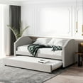 thumbnail image 2 of Upholstered Design Daybed and Trundle Set, Full Daybed Upholstered Daybed with Twin Trundle, Full Size Sofa Bed Wood Bed Frame, 2 of 7