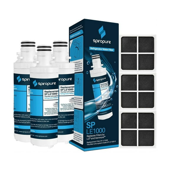 SpiroPure SP-LE1000 Fridge Water Filters and SP-LE120 Air Filters, 3 Each