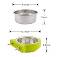 thumbnail image 4 of Cuenco extraíble de acero inoxidable para agua y alimentos, cuencos, jaula, gallinero, taza para gatos, cachorros, pájaros, mascotas (pequeño, verde con clip corrugado), 4 of 5