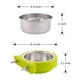 thumbnail image 4 of Cuenco extraíble de acero inoxidable para agua y alimentos, cuencos, jaula, gallinero, taza para gatos, cachorros, pájaros, mascotas (pequeño, verde con clip corrugado), 4 of 5