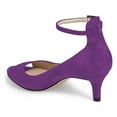thumbnail image 3 of YDN Women Sexy Peep Toe Elegant Kitten Low Heel Sandals Trendy Ankle Unique Buckle Straps Pumps Party Shoes Size 12 Purple, 3 of 4