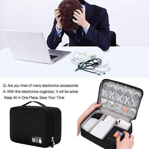 Organiseur électronique, AURTEC Digital Accessories Cable Organizer Bag Sac  de rangement pour câble de voyage protège les clés USB, 