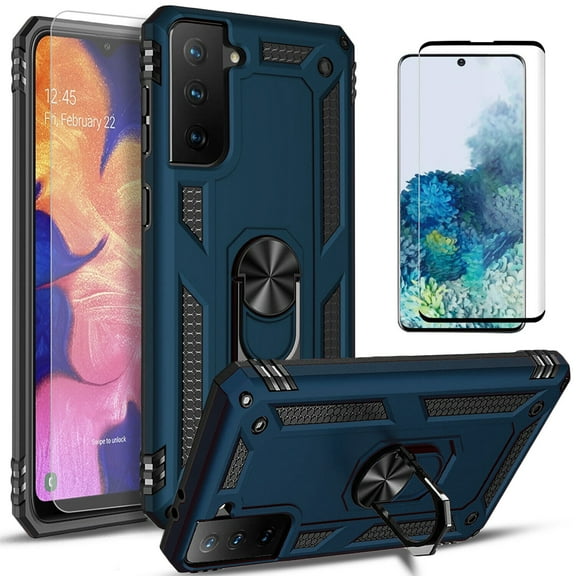 Starshop Google Pixel 7a case, With Tempered Glass Protector, Drop Protection Ring Kickstand Cover Blue