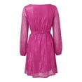 thumbnail image 6 of Pxiakgy carnival cruise essentials 2024 Fashion Women's Sexy Sequin Lace Up Long Sleeve Short Dress Party Dress for Carnival Party Hot Pink + XL, 6 of 6