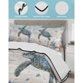 thumbnail image 4 of Quilts Twin-XL Size Bedding Set, Sea Turtle Coastal Lightweight Quilted Comforter, Summer Coral Starfish Blue Grey Wood Soft Reversible Bedspread Coverlet with Pillow Covers for All Season, 68" x 98", 4 of 7