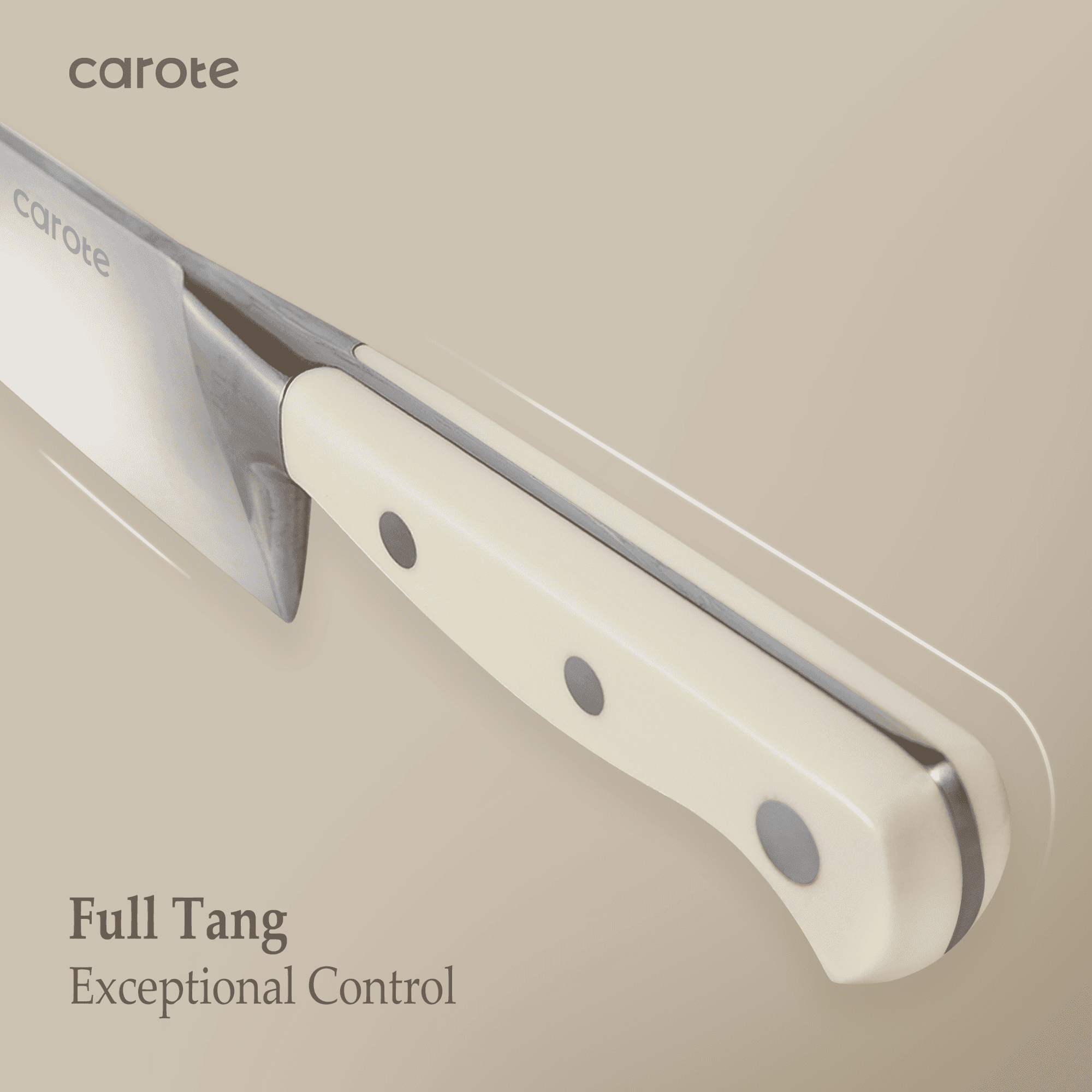 Carote 14 Pcs Knife Set with Wooden Block Stainless Steel Knives with Ergonomic Handle, Forged