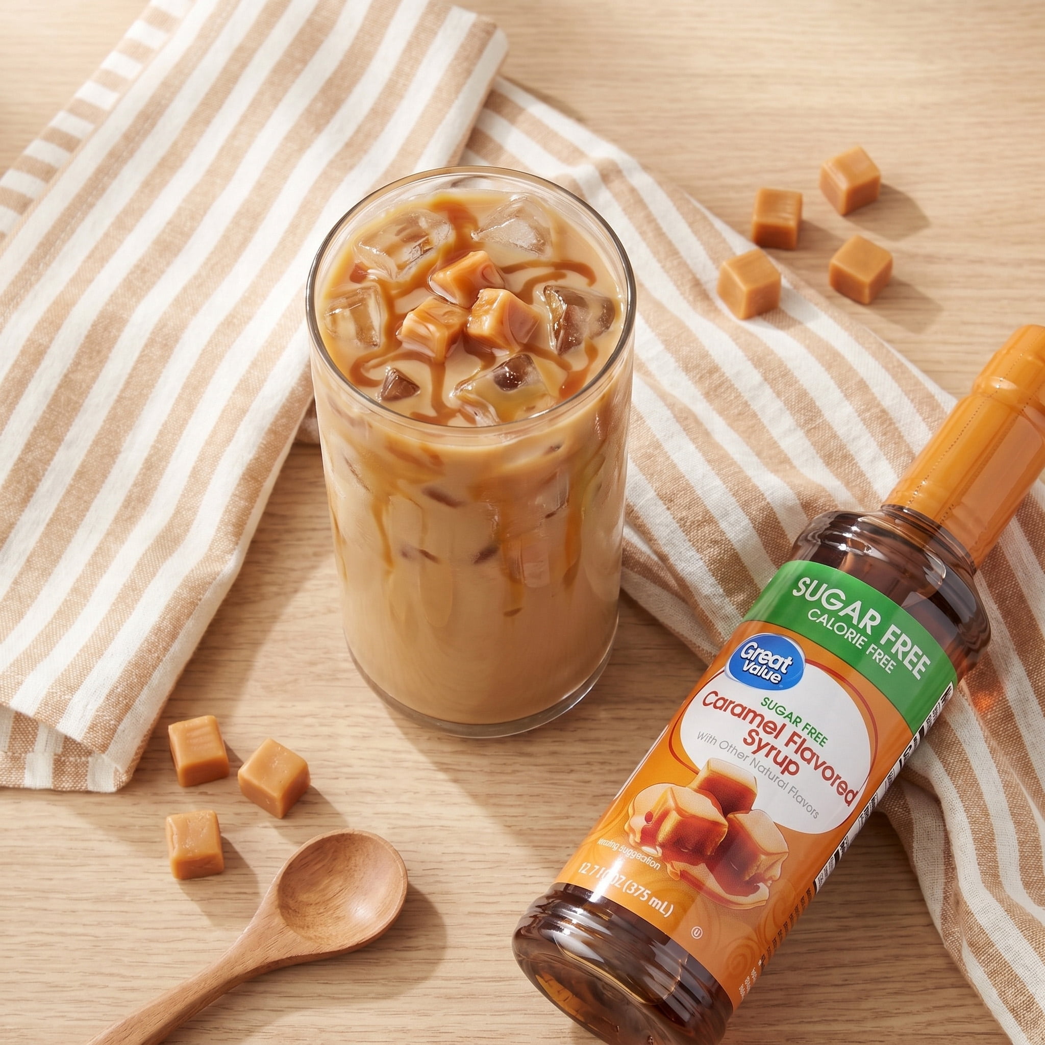 Great Value Sugar Free Caramel Flavored Syrup, 12.7 fl oz
