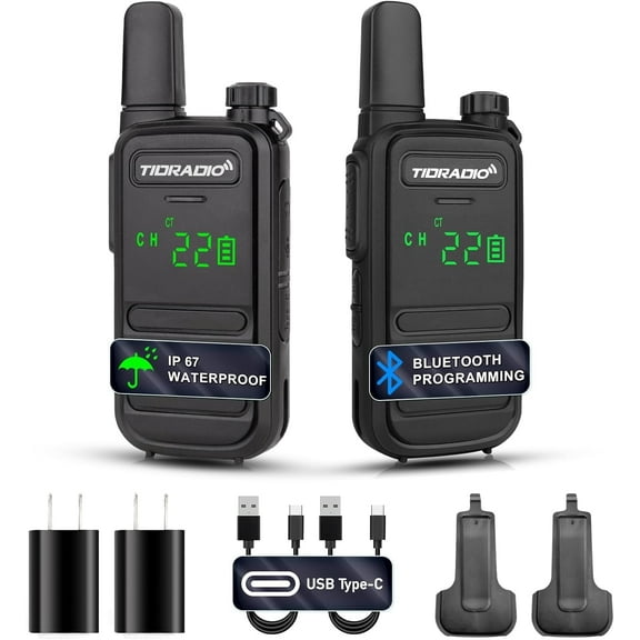 TIDRADIO TD-M11 Walkie Talkies Waterproof IP67 Long Range FRS Two-Way Radios, Frequency Copy, VOX, NOAA Emergency Weather Radio for Camping Hunting Gear, Mix Color - 2 Pack