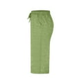 thumbnail image 4 of Stylish Olyvenn Womens Summer Capri Pants Wide Leg Elastic Waist Casual Business Pants Loose Work Lounge Trousers with Pockets Green XL, 4 of 7
