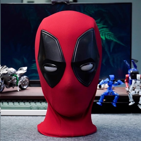 Guvpev Daedpool Mask - Movable Eye Headwear Light Remote Control Halloween Gifts - Superhero Wade Winston Wilson Cosplay Mask Full Face Helmet - Halloween Cosplay Costume Accessory