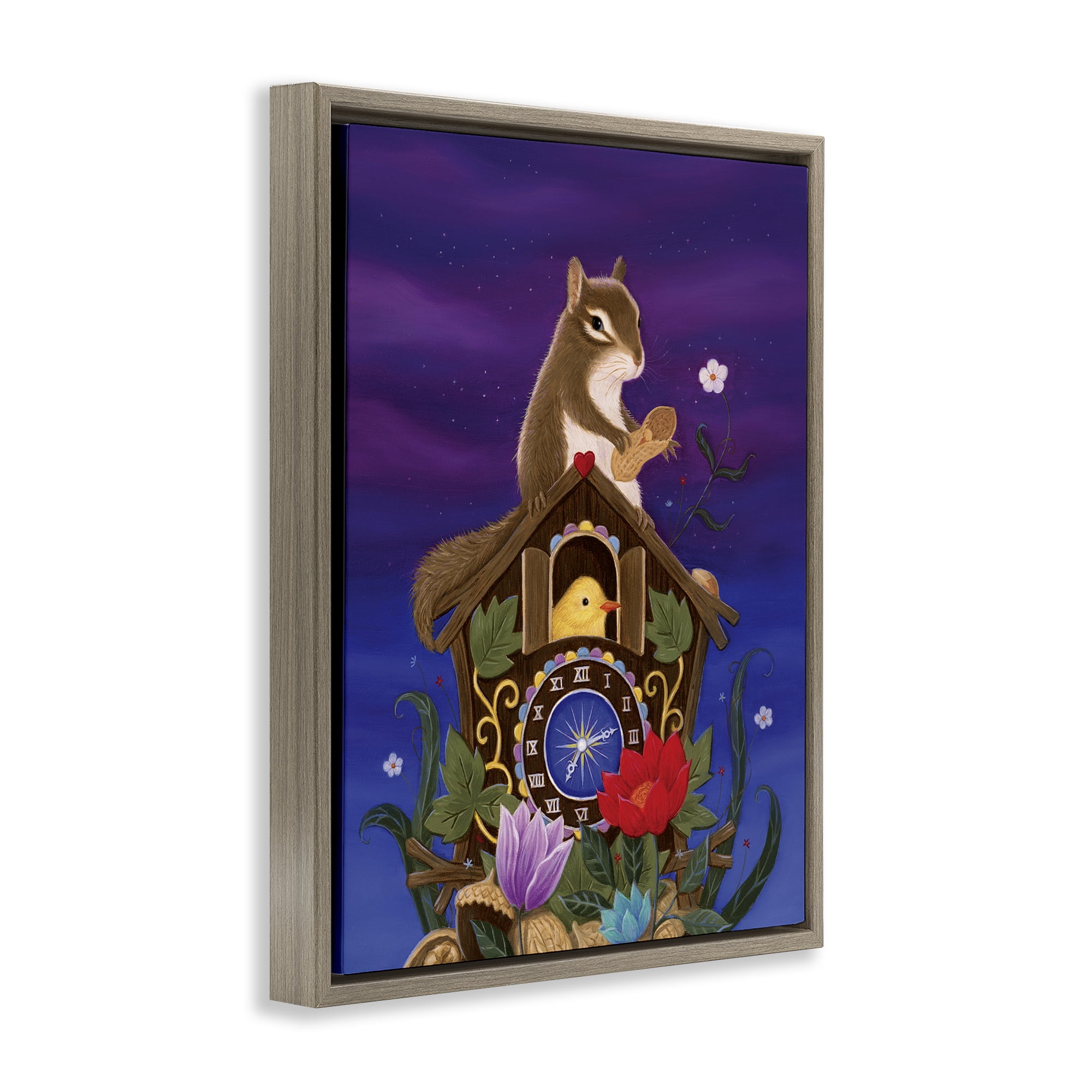 Stupell Industries Nighttime Snack Squirrel Brown Framed Floater Canvas Wall Art, design by Gina Matarazzo