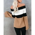 thumbnail image 4 of Off Shoulder Ribbed Knit Sweater Beige Small, 4 of 4