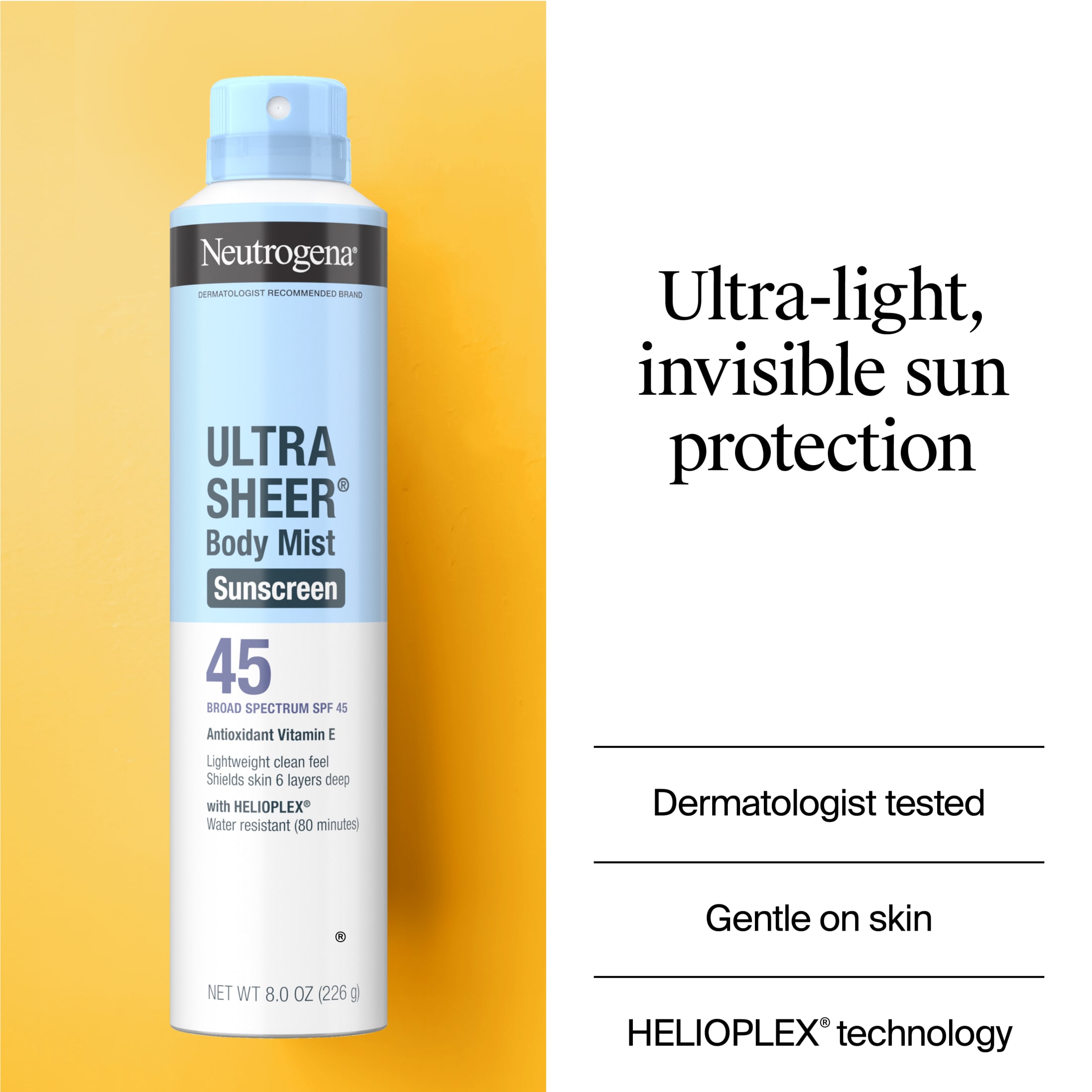 Neutrogena Ultra Sheer Sunscreen Spray SPF 45, 8 oz photo 3