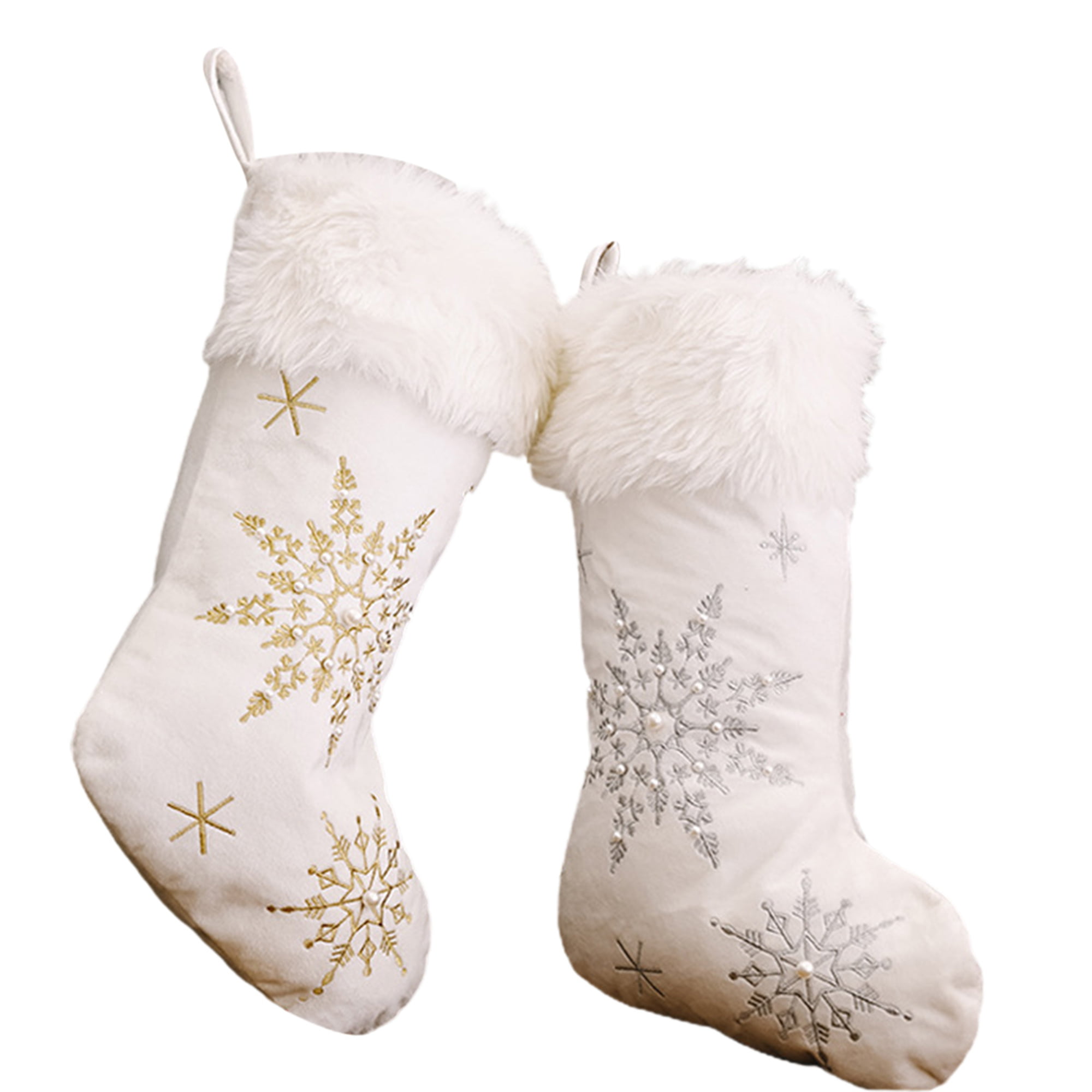 Details about   Xmas Flannel Pearl Snowflake Candy Bag Gifts Socks Tree Hanging Decoration 