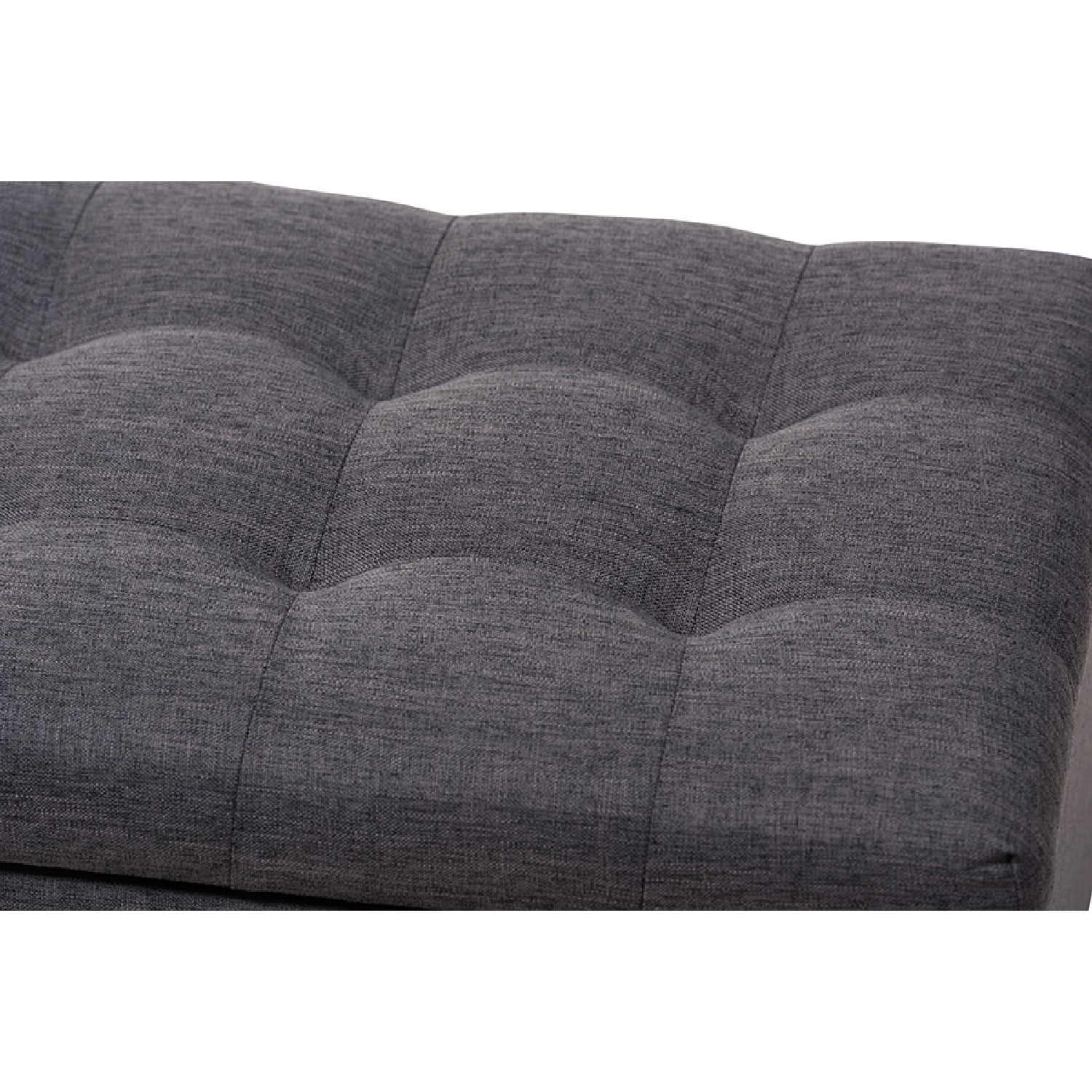 Baxton Studio Roanoke Modern and Contemporary Dark Grey Fabric Upholstered Grid-Tufting Storage Ottoman Bench