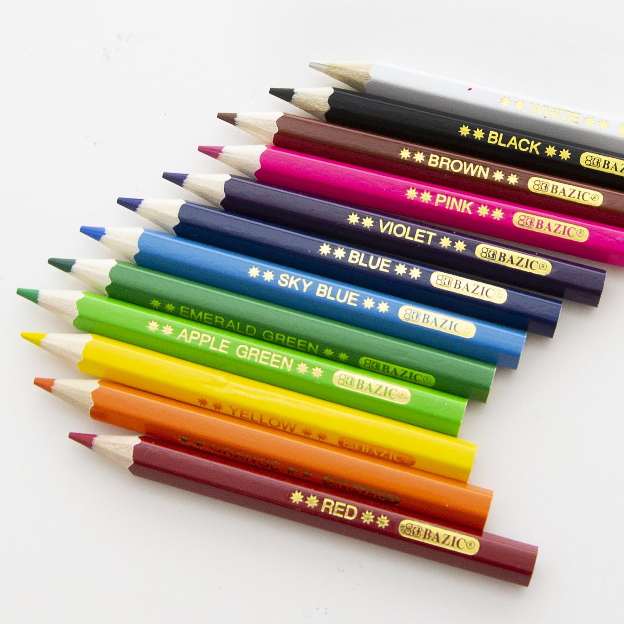 BAZIC 12 Mini Colored Pencils, Set for Art Drawing Sketching, 24-Pack