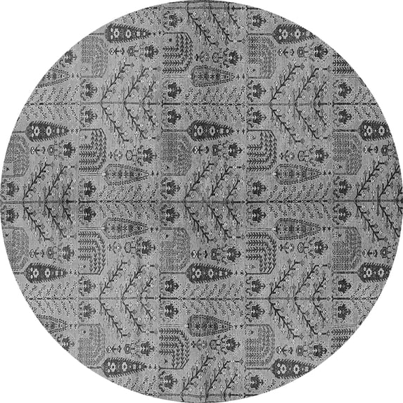 Ahgly Company Indoor Round Oriental Gray Industrial Area Rugs, 7' Round