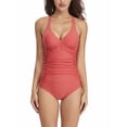 thumbnail image 4 of Csndyce Sexy Women's Deep V One Piece Swimwear Cross-Back Ruched Tummy Control Bathing Suit Female, 4 of 7