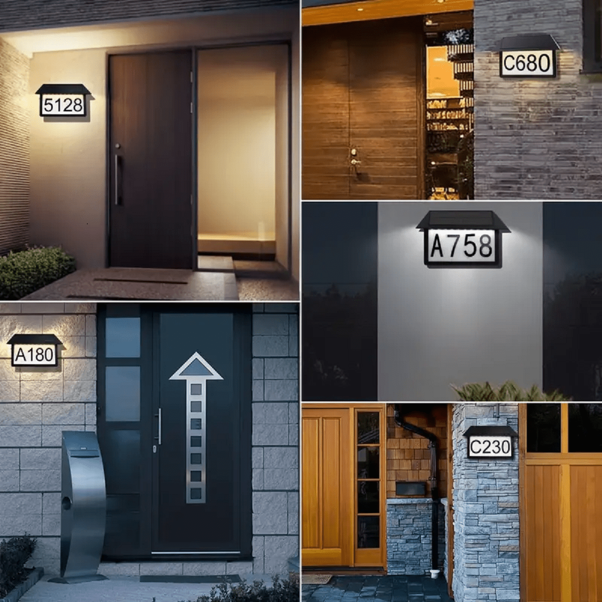 Solar Address Sign, Lighted Address Plaque Outdoor Waterproof, Illuminated Address Numbers, House Numbers for Outside