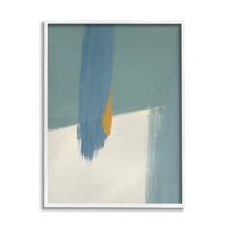 Stupell Industries Abstract Blue Green Brush Strokes On Off-White Graphic Art White Framed Art Print Wall Art, 11x14, by Bronwyn Baker