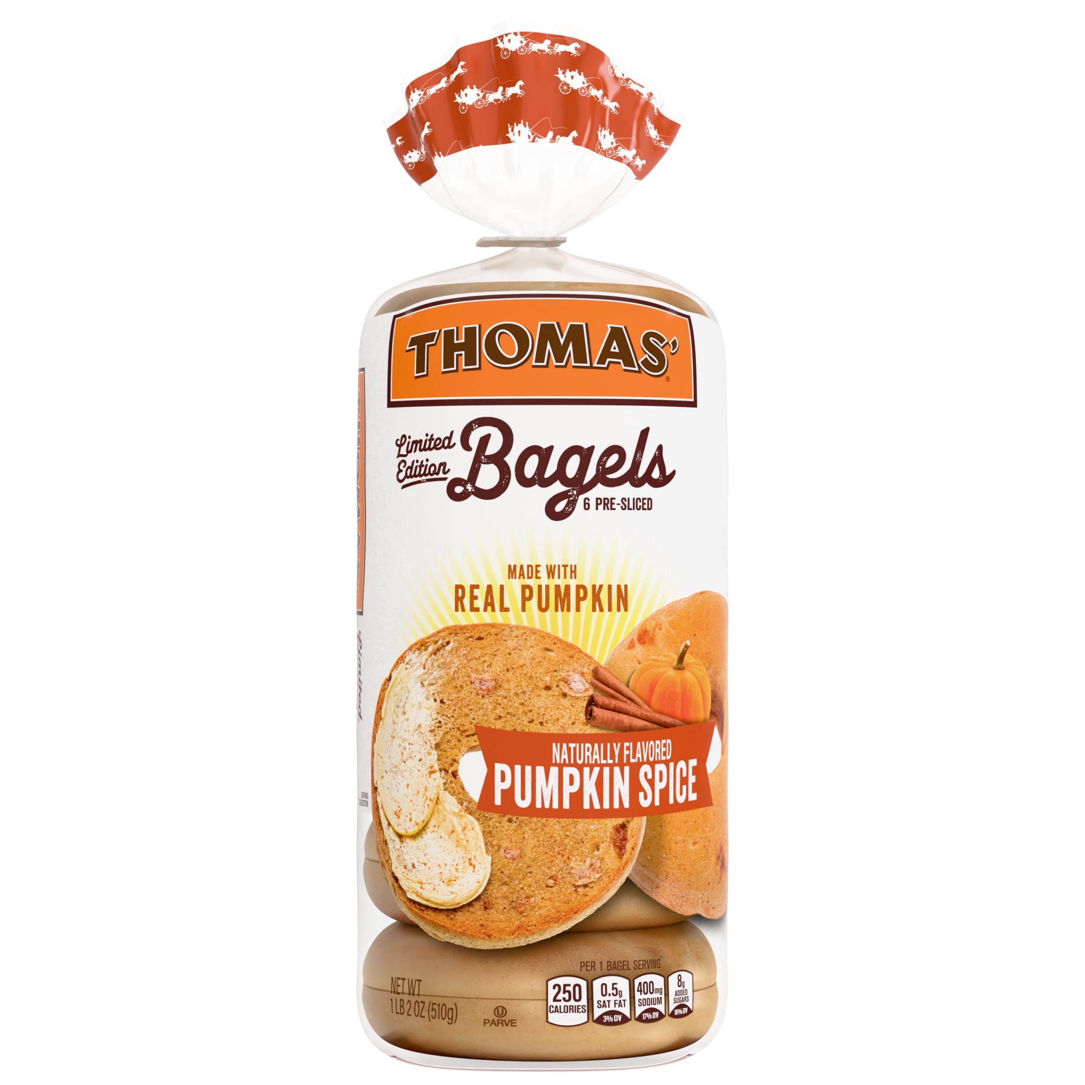 Thomas' Pumpkin Spice Bagels, 6 count, 18 oz