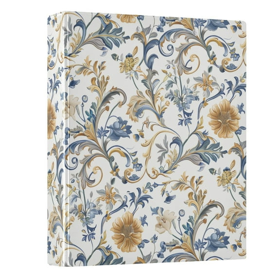 ALAZA Classic Baroque Florals 3 Ring Binder 1.5 Inch Three Ring Office Binders w/ clipboard & 3 pockets, Hold 200 Sheets, 1 pc