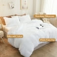 thumbnail image 3 of XeGe 3 Pieces Fluffy Plush Duvet Cover Set, Solid Luxury Shaggy Comforter Cover with 2 Pillow Covers, Ultra Soft Faux Fur Bedding Set Velvet, Zipper Closure, King Size, White, 3 of 7